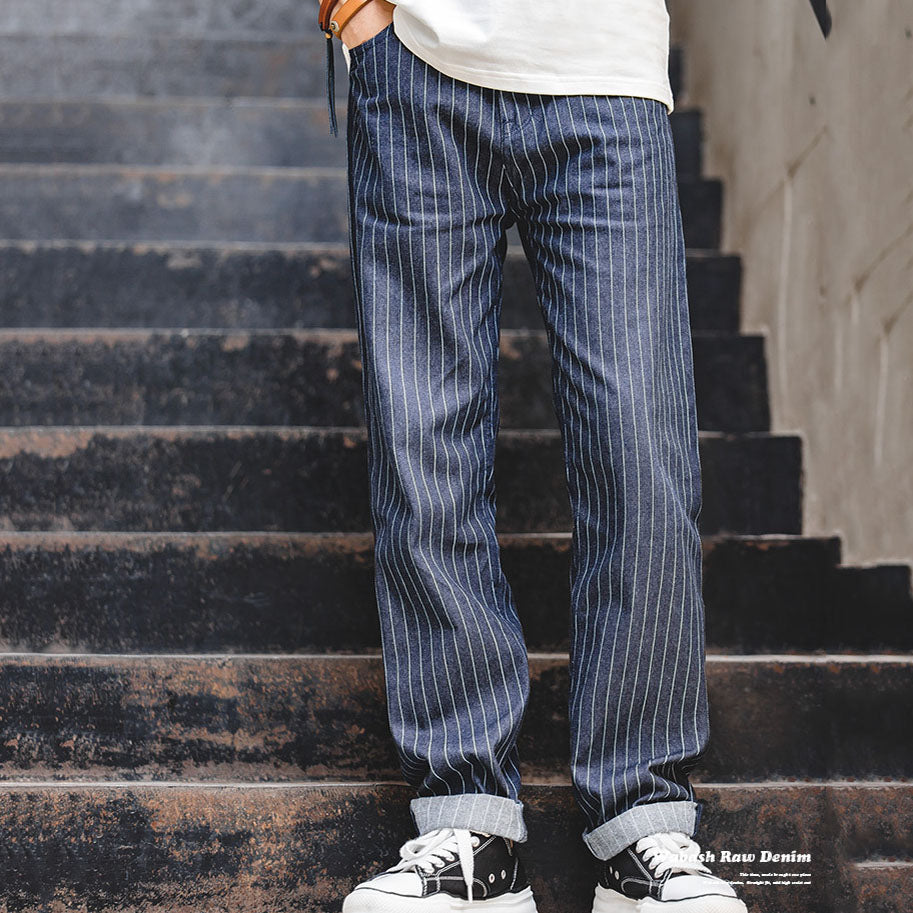 Wabash Raw Denim Railway Striped Jeans pants