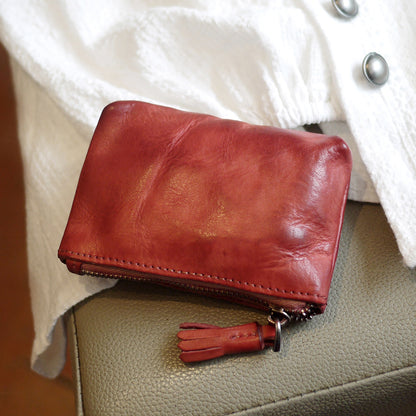 Retro Coin Purse Leather Zipper Wallets