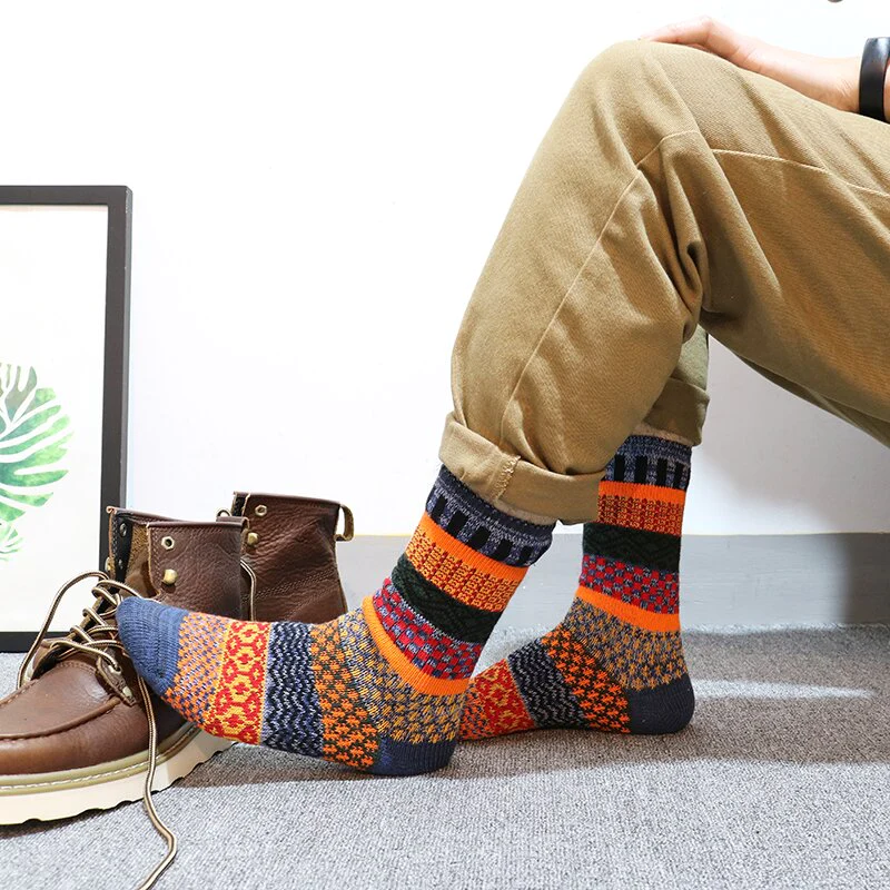 Men's 5 Pairs 5Color Retro Ethnic Style Socks