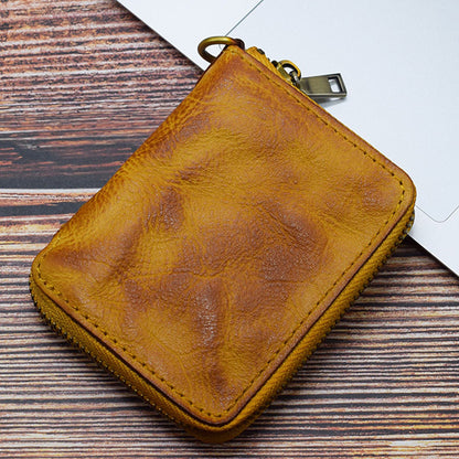 Retro Leather Zipper Short Wallet