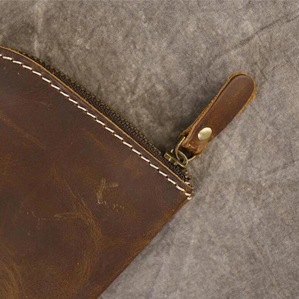 Original Hand-made Leather Short Zipper Wallet