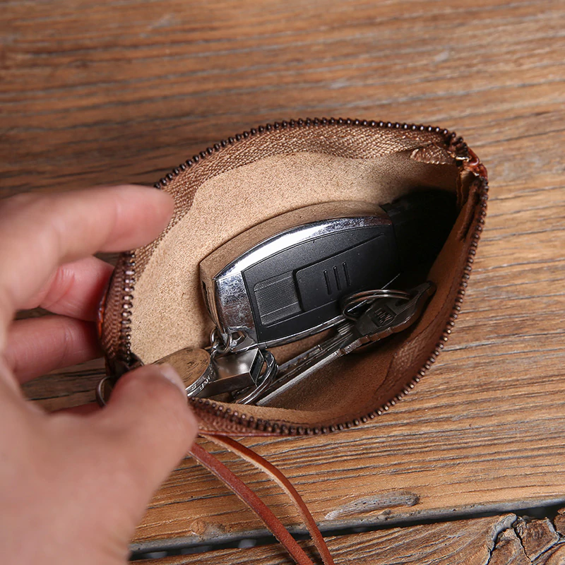 Retro Genuine Leather Short Zip Coin Purse Wallet