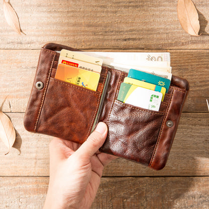 Retro Leather Handmade Short Wallets