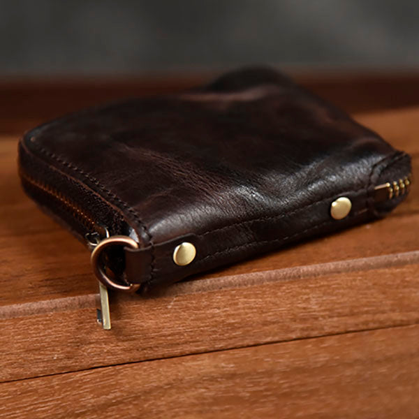 Retro Leather Zipper Short Wallet