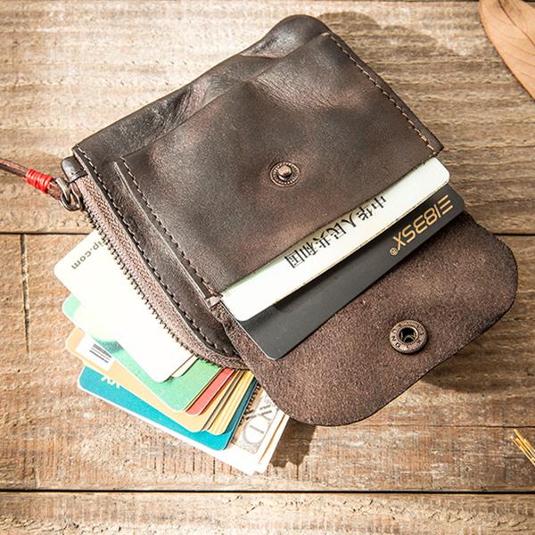 Square Leather Coin Pouch Change For Men Women Small wallets Purse Zipper Coin Purse  Gifts