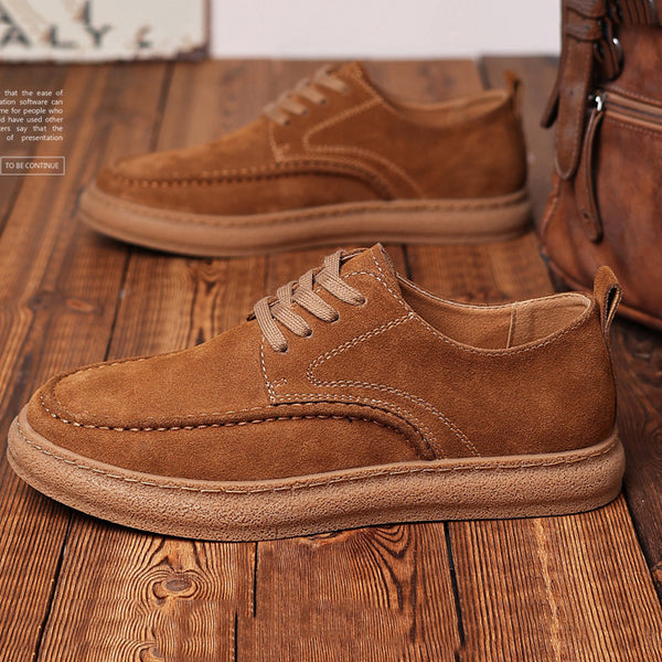 Retro Leather Lacing Anti-slip Soft-soled Suede Shoes