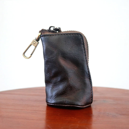 Retro Genuine Leather Coin Bag Car Key Holder