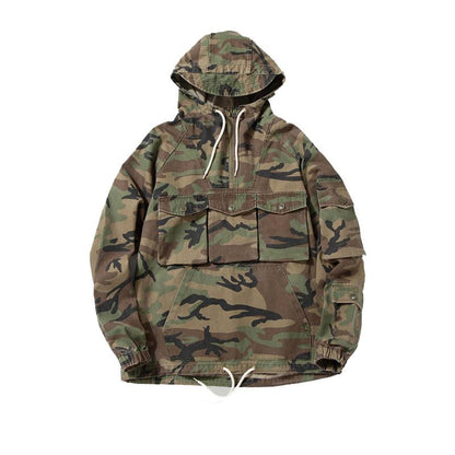 Retro Military Style Camouflage Casual Pullover Hoodies