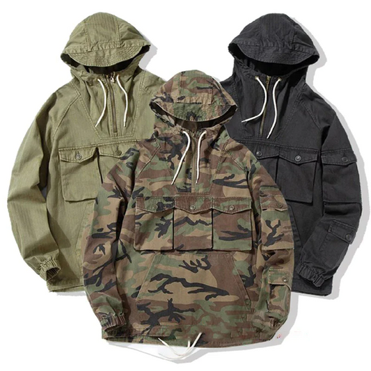 Retro Military Style Camouflage Casual Pullover Hoodies