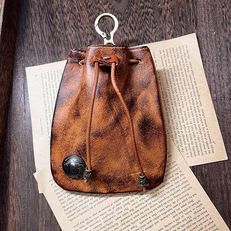 Retro Handmade Leather Coin Bag Storage Bag