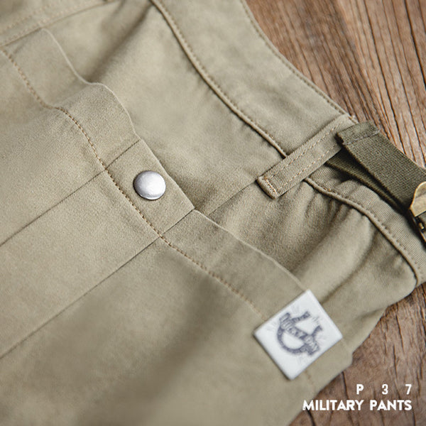 Retro Solid Color P37 Military Shorts Big Pockets Shorts