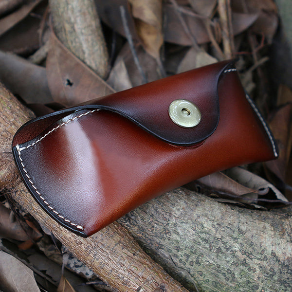 Retro Handmade Leather Waist Belt Glasses Case