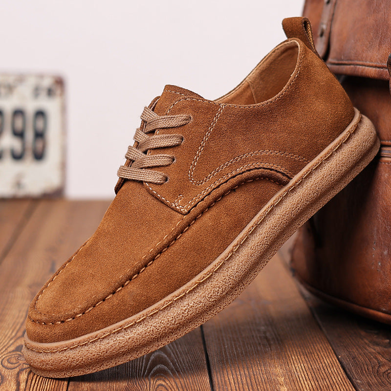 Retro Leather Lacing Anti-slip Soft-soled Suede Shoes