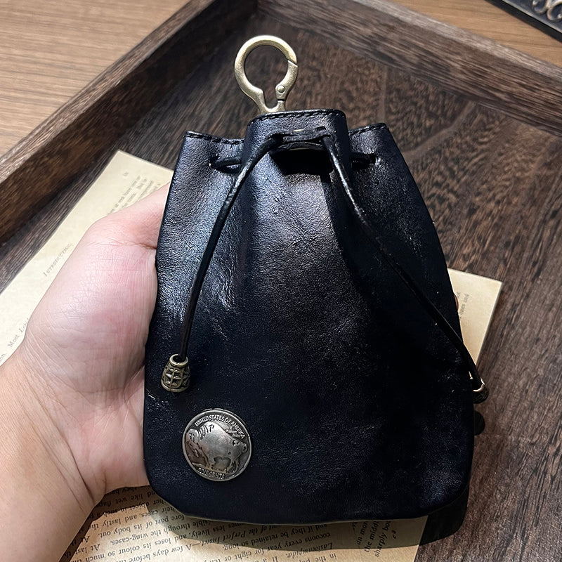 Retro Handmade Leather Coin Bag Storage Bag