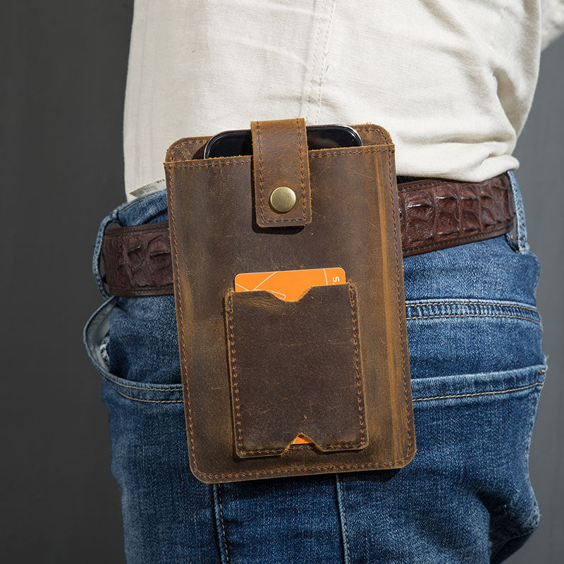 Retro Leather Handmade Phone Case Waist Bag