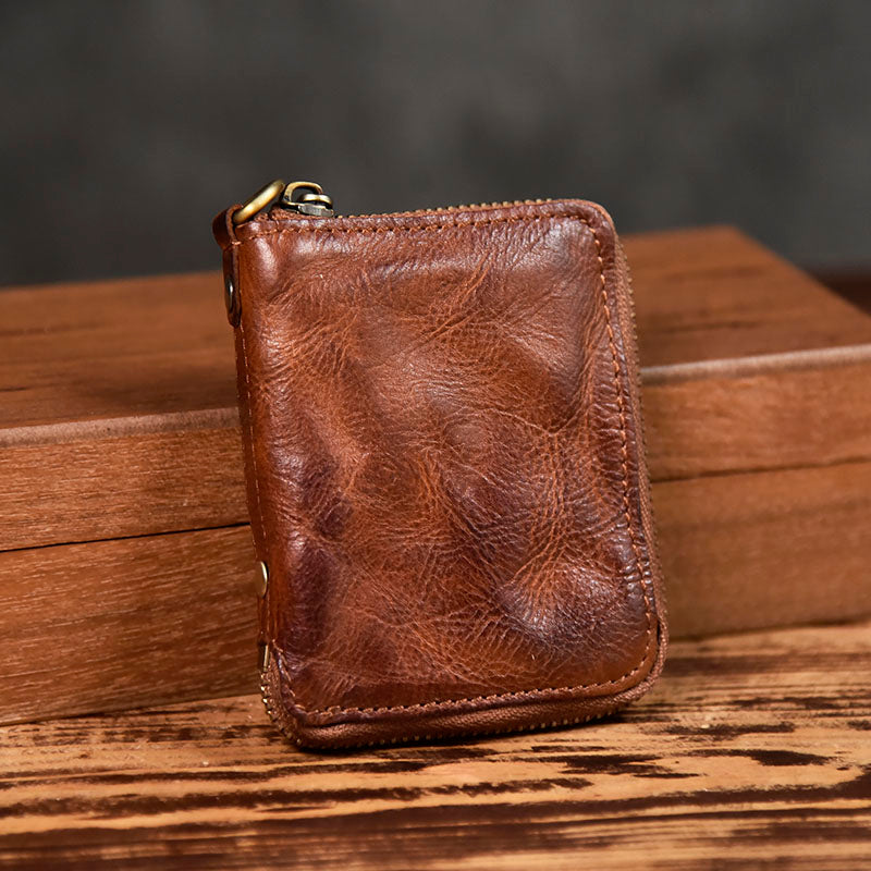 Retro Leather Zipper Short Wallet
