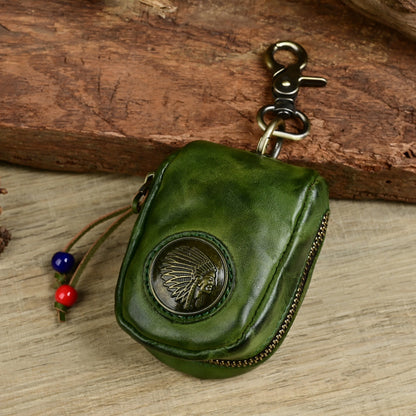 Retro Handmade Leather Zipper Key Bags