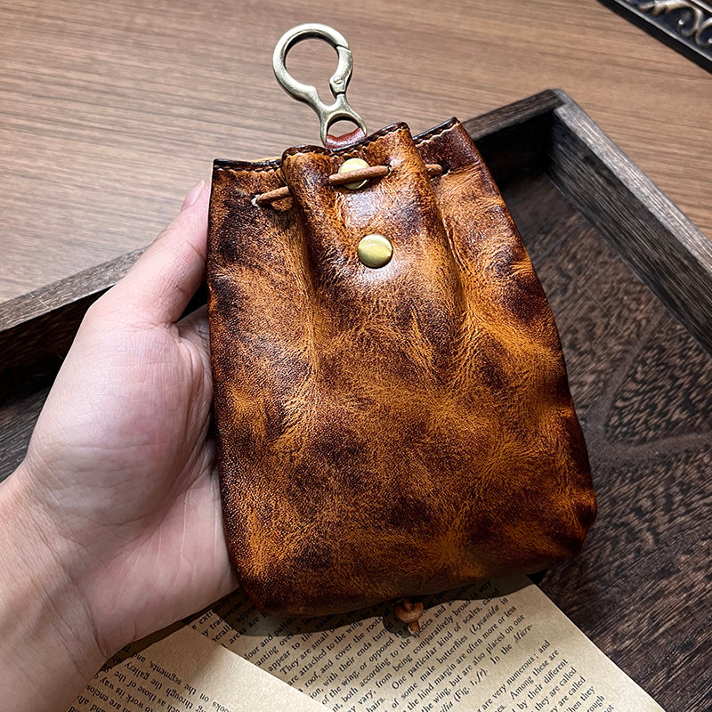 Retro Handmade Leather Coin Bag Storage Bag