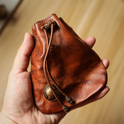 Retro Handmade Leather Coin Bag Storage Bag