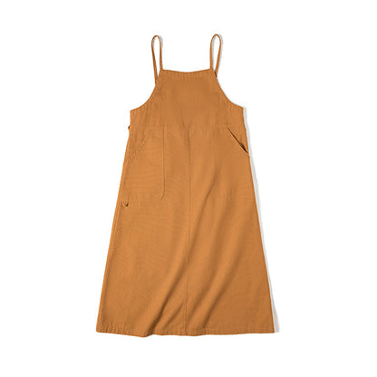 Retro Cargo Slip Dress in Brown