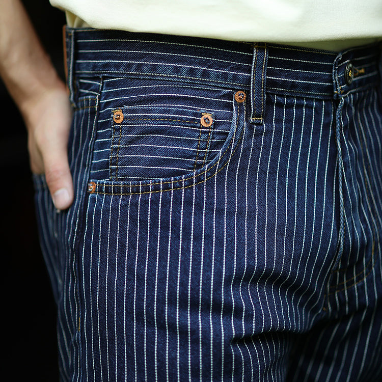 Vintage Slim Fit Denim Striped Casual Jeans Shorts