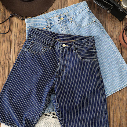 Vintage Slim Fit Denim Striped Casual Jeans Shorts