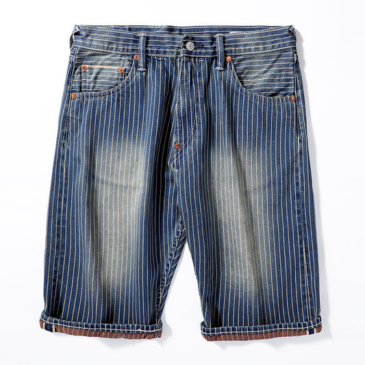 Vintage Slim Fit Denim Striped Casual Jeans Shorts