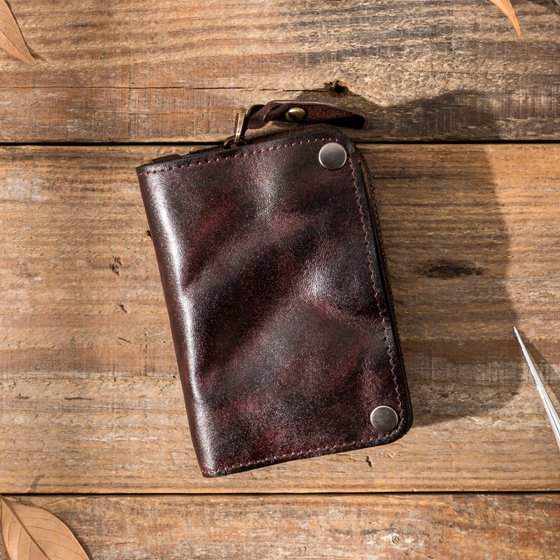 Retro Leather Key Holder Short Wallets