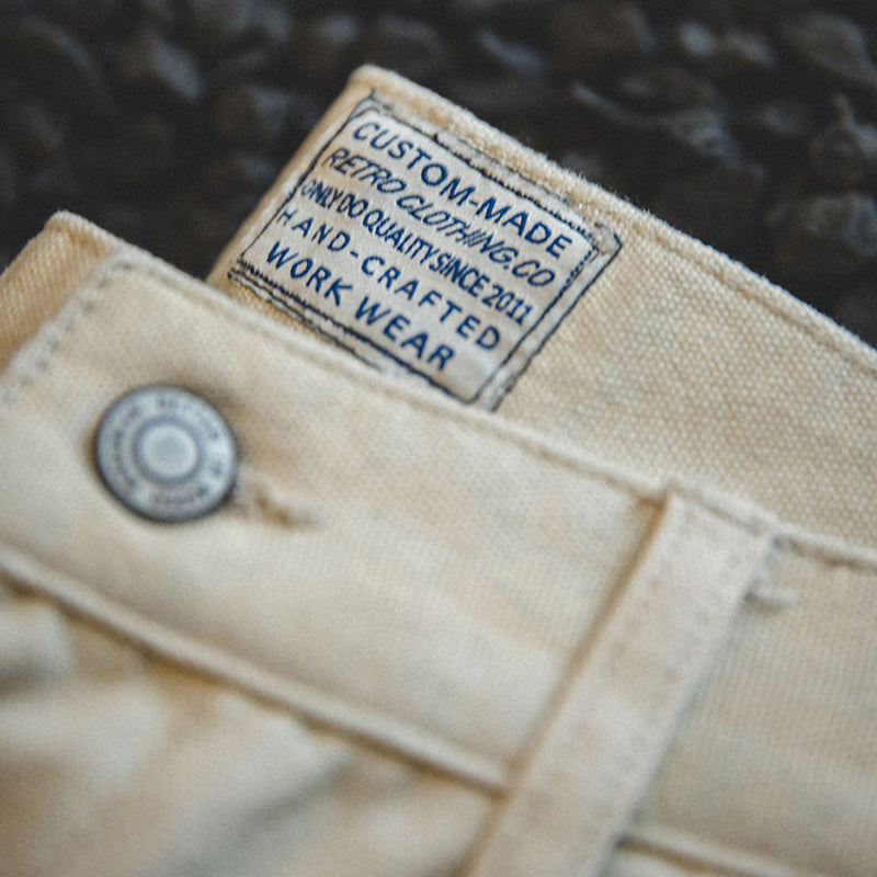 Retro Multi-pockets Workwear Beige Pants
