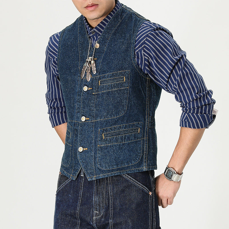 Retro Selvedge Denim Waistcoat