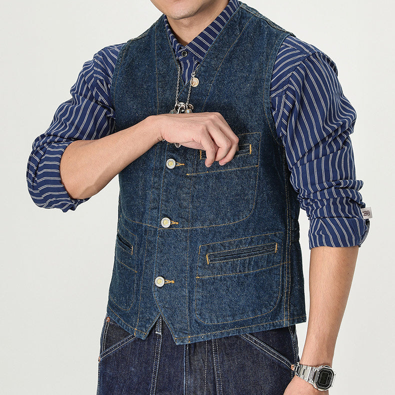 Retro Selvedge Denim Waistcoat