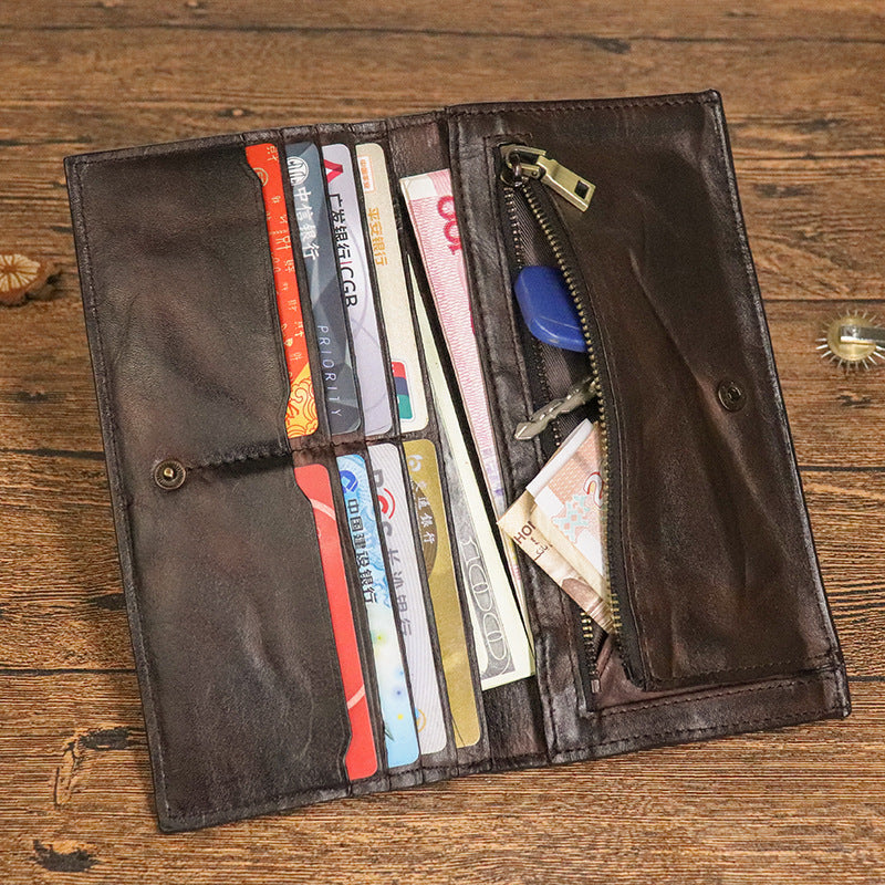 Retro Handmade Leather Multi-card Slots Long Wallets