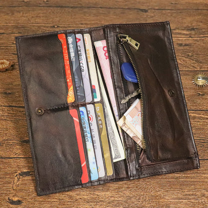 Retro Handmade Leather Multi-card Slots Long Wallets