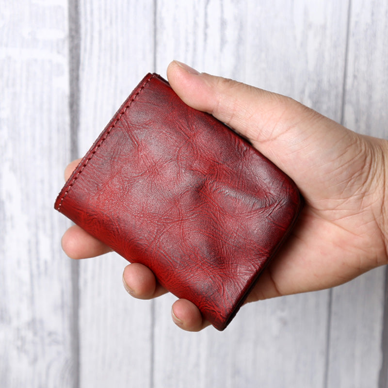 Retro Handmade Leather Coin Card Holder Wallet