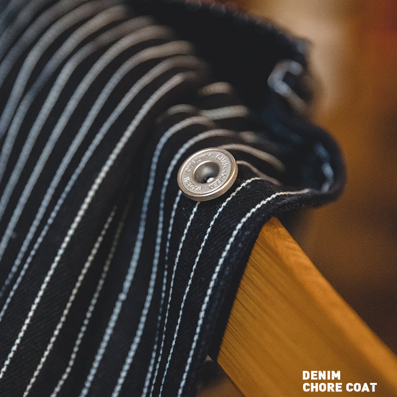 Retro Stripe Denim Chore Coat