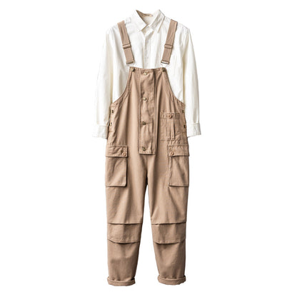 Retro Style Casual Multi-Pocket Overall Cargo Pants