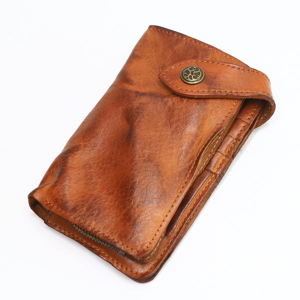 Retro Handmade Leather Zipper Card Wallets