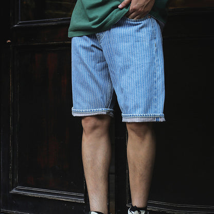 Vintage Slim Fit Denim Striped Casual Jeans Shorts