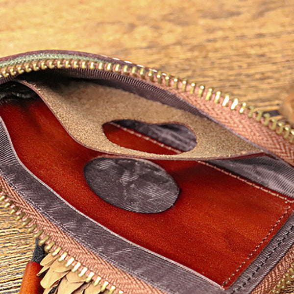 Retro Leather & Canvas Zipper Short Wallets