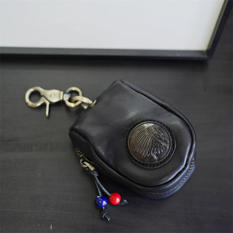 Retro Handmade Leather Zipper Key Bags