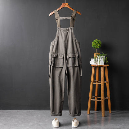 Retro Style Casual Multi-Pocket Overall Cargo Pants