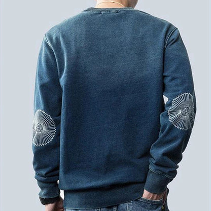 Indigo Dyed Stitches Decoration Sweatshirt