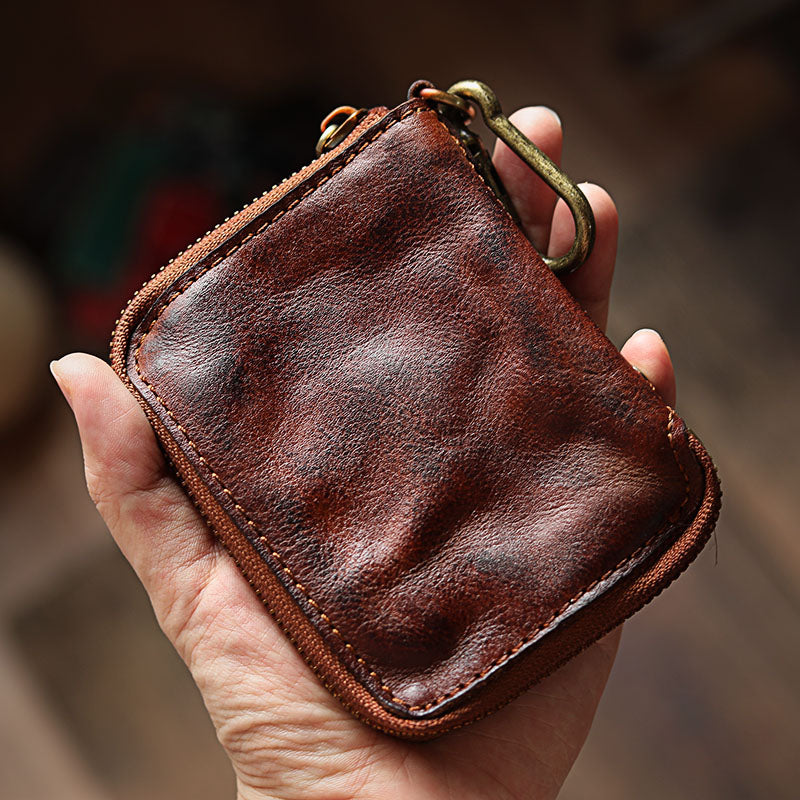 Retro Leather Zipper Short Wallet