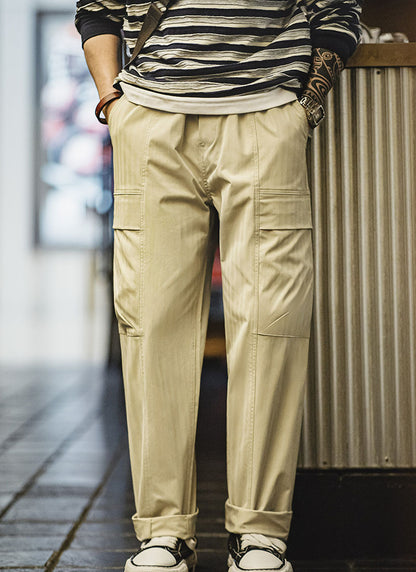 Retro Herringbone Big Pockets Cargo Pants