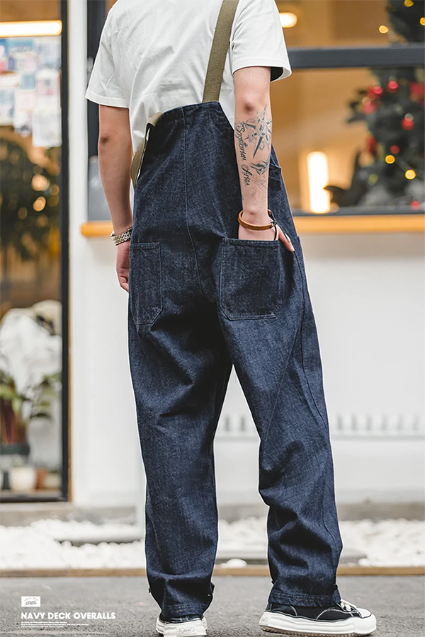 Men's Canvas Naval Dungaree Overalls In Blue