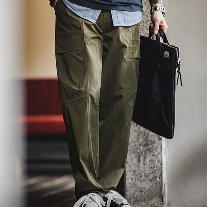 Retro Herringbone Big Pockets Cargo Pants