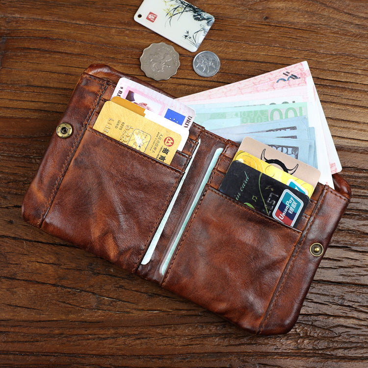 Retro Leather Handmade Short Wallets