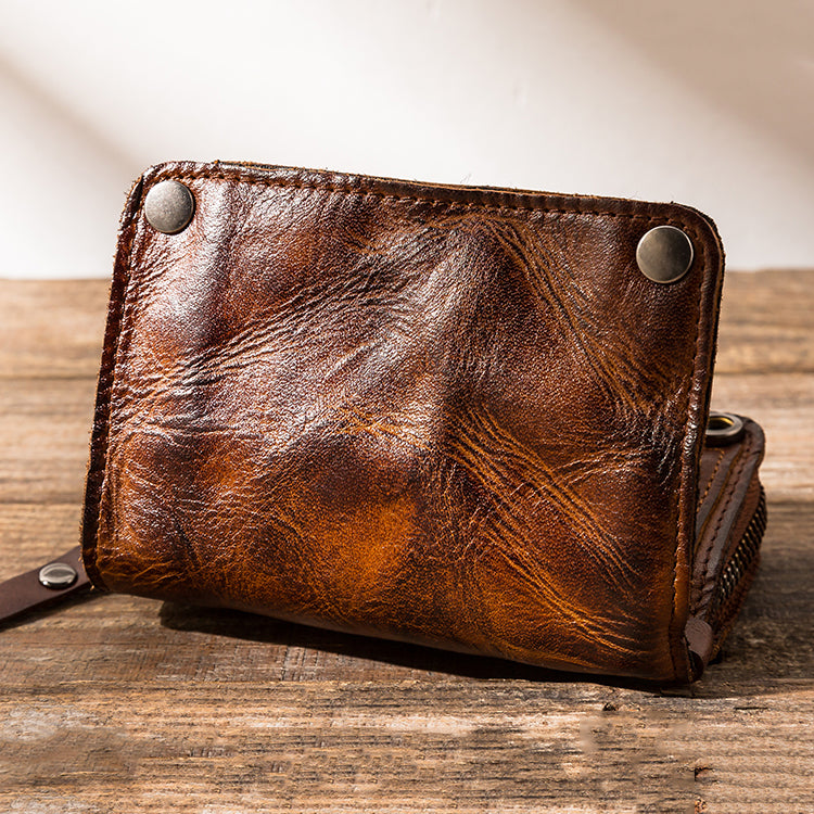 Retro Leather Key Holder Short Wallets