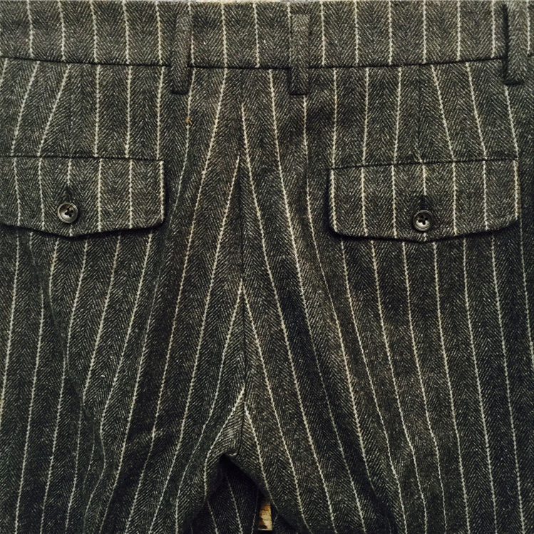 Large Size Retro Casual Stripe Herringbone Wool Pants