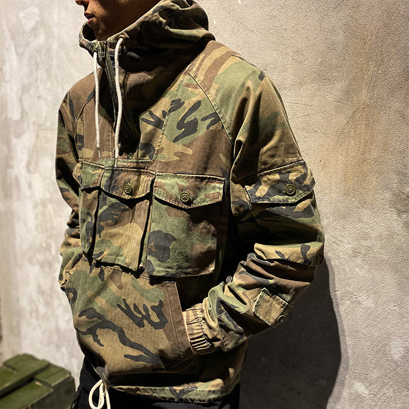 Retro Military Style Camouflage Casual Pullover Hoodies